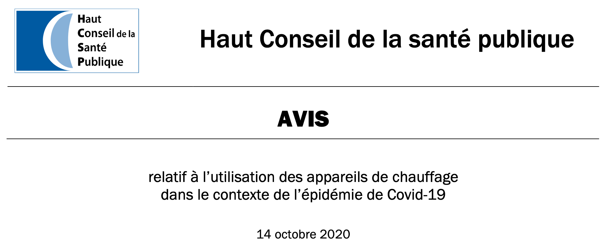 Avis Haut Conseil de la Santé Publique - 14 oct. 2020