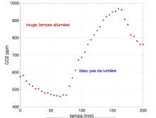 Variation du taux de CO2 en fonction de l'éclairement 